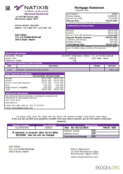 Algérie Natixis Algérie relevé hypothécaire banque scr